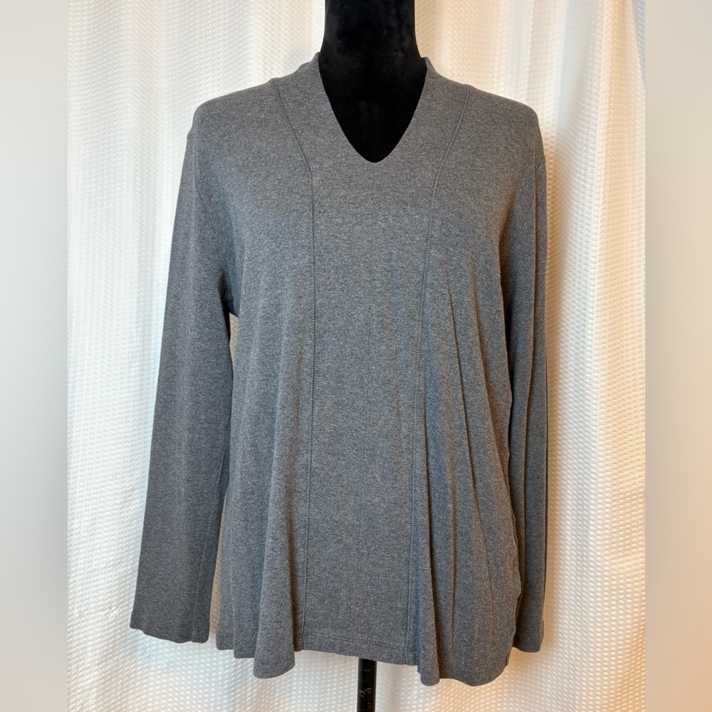 Eddie Bauer 100% cotton gray v-neck long sleeve pullover shirt size XL - Picture 5 of 5